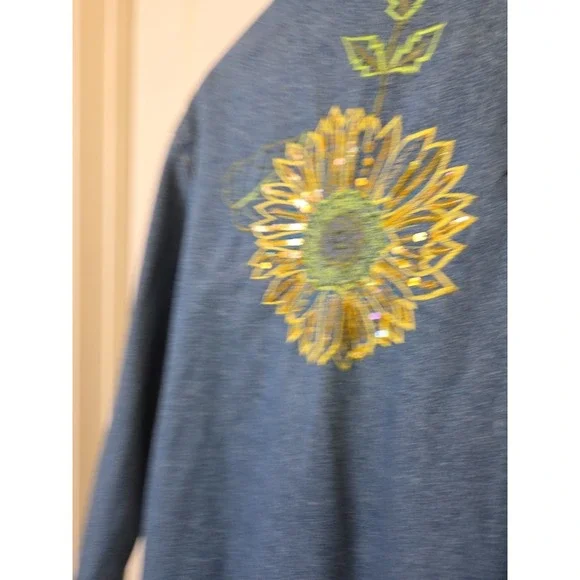 Vtg 90s Tantrums Ladybug Sunflower‎ Denim Shacket Embroidered Beads Sequins Sz M - Picture 8 of 16